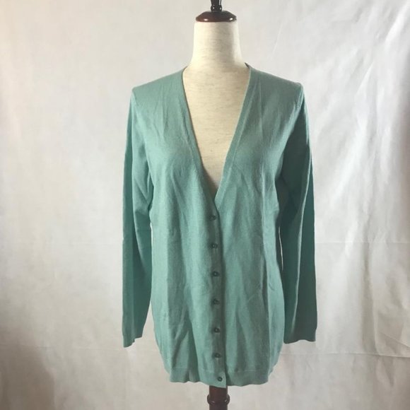 NWT Ann Taylor Seafoam Green V-neck Cardigan Button-up Sweater Size L - Picture 1 of 7